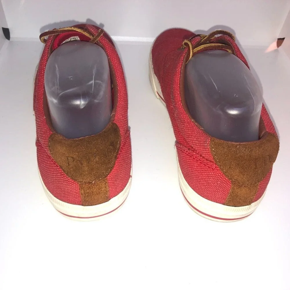 Polo Ralph Lauren Vaughn Men's Red Canvas Sneaker‎ Boat Shoes 9.5D